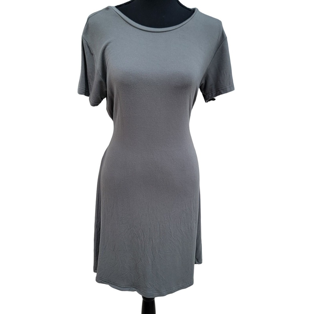 BB Dakota Steve Madden Gray Short Sleeve Tie Back T-Shirt Dress Medium Casual